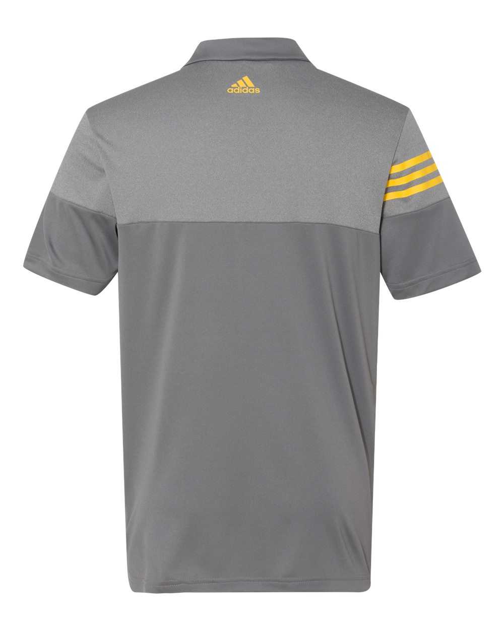 Adidas A213 Heathered 3-Stripes Block Sport Shirt - Vista Grey EQT Yellow - HIT a Double
