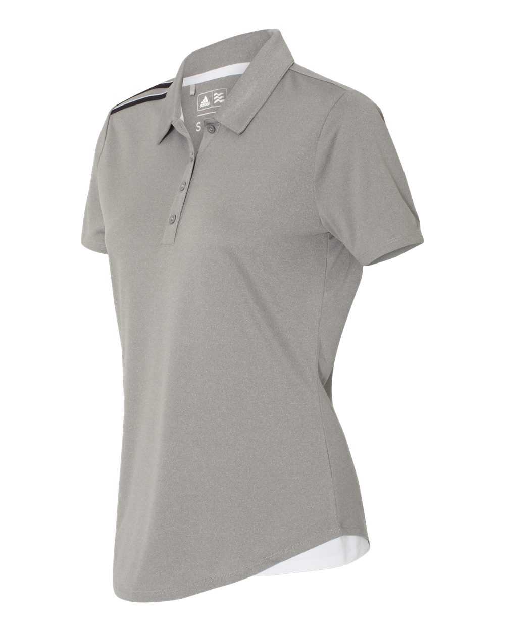 Adidas A235 Women&#39;s 3-Stripes Shoulder Sport Shirt - Medium Grey Heather Black Mid Grey - HIT a Double