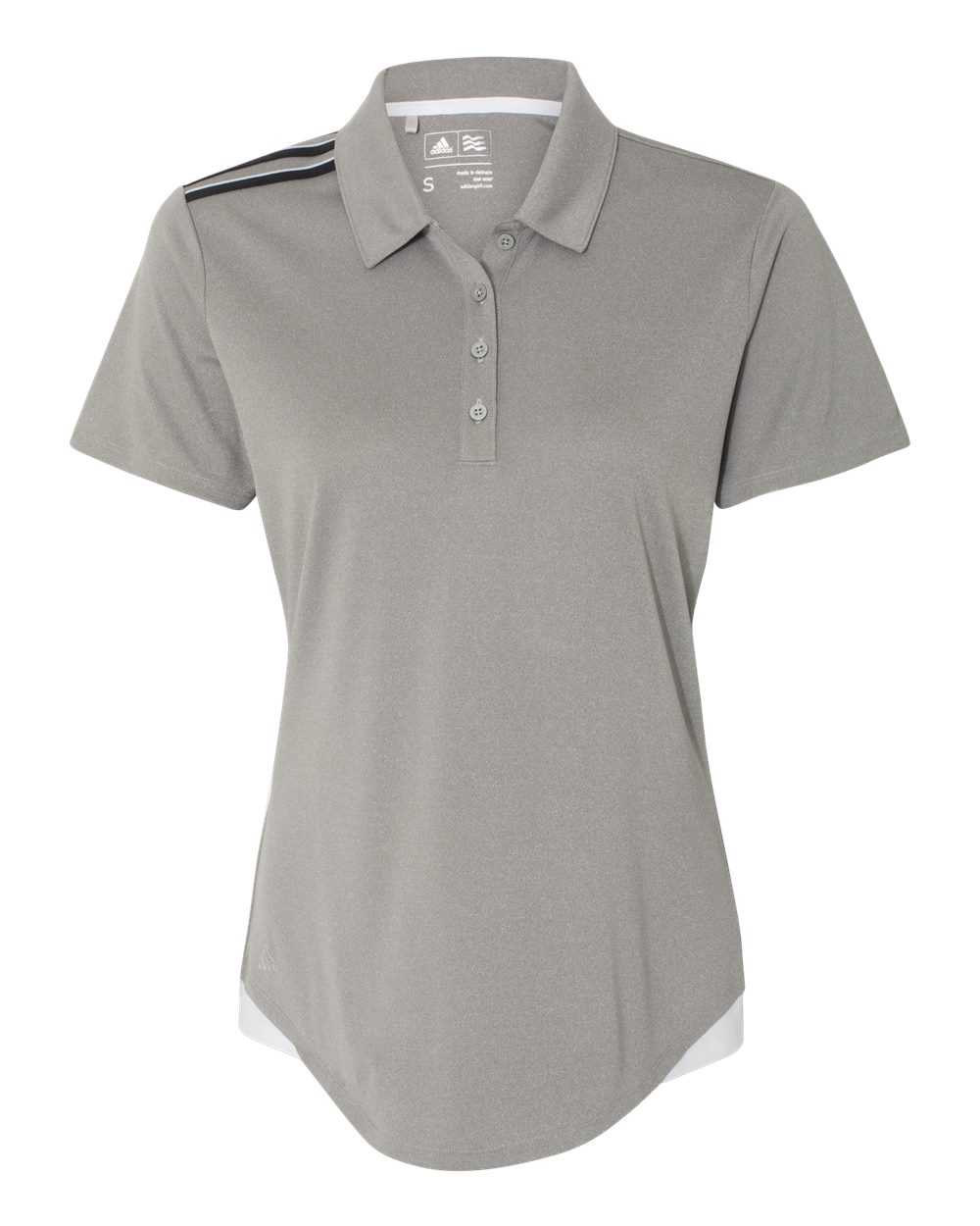 Adidas A235 Women's 3-Stripes Shoulder Sport Shirt - Medium Grey Heather Black Mid Grey - HIT a Double