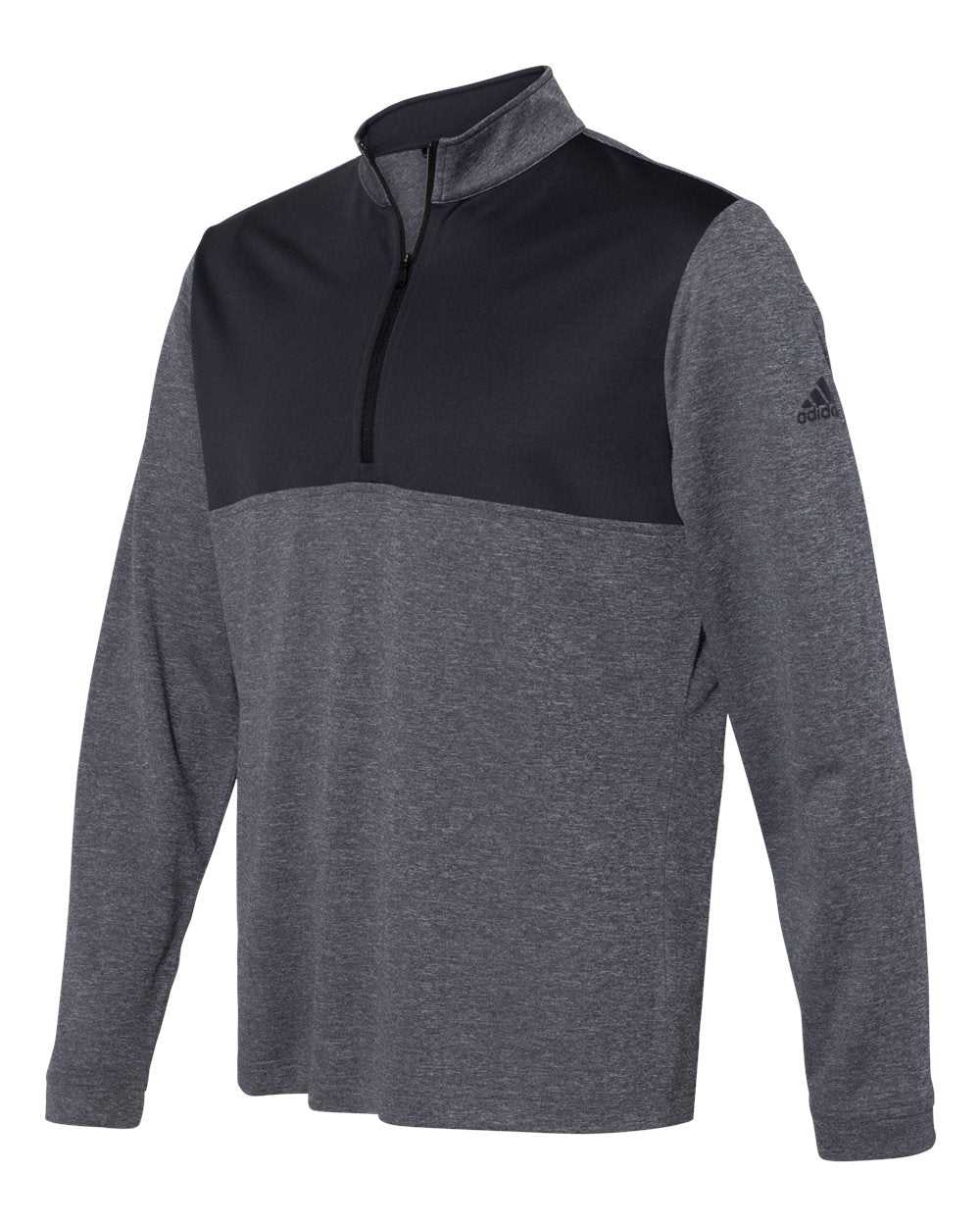 Adidas A280 Lightweight Quarter-Zip Pullover - Black Heather Carbon - HIT a Double