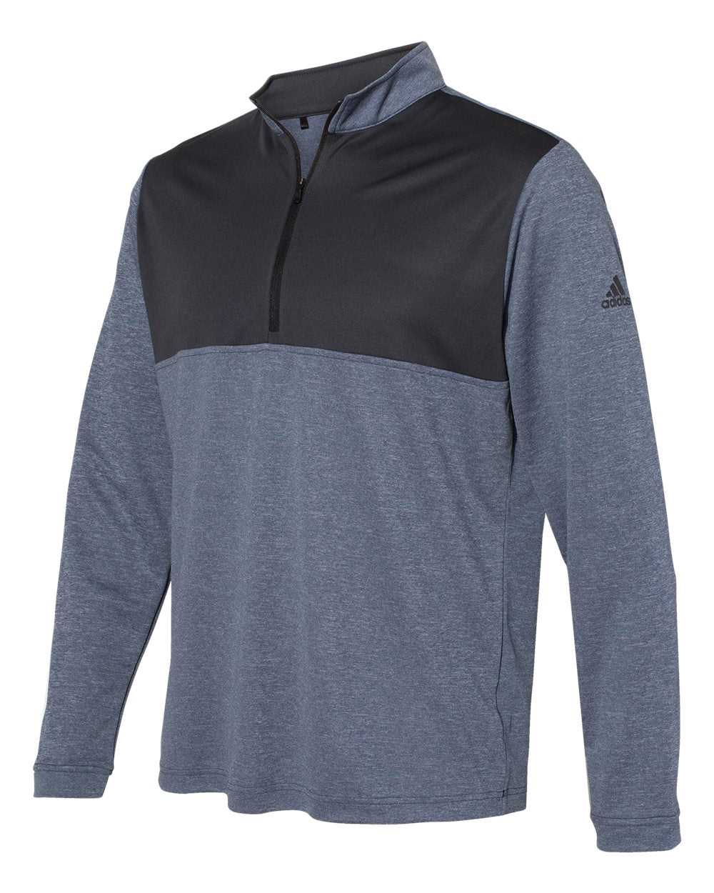 Adidas A280 Lightweight Quarter-Zip Pullover - Collegiate Navy Heather Carbon - HIT a Double