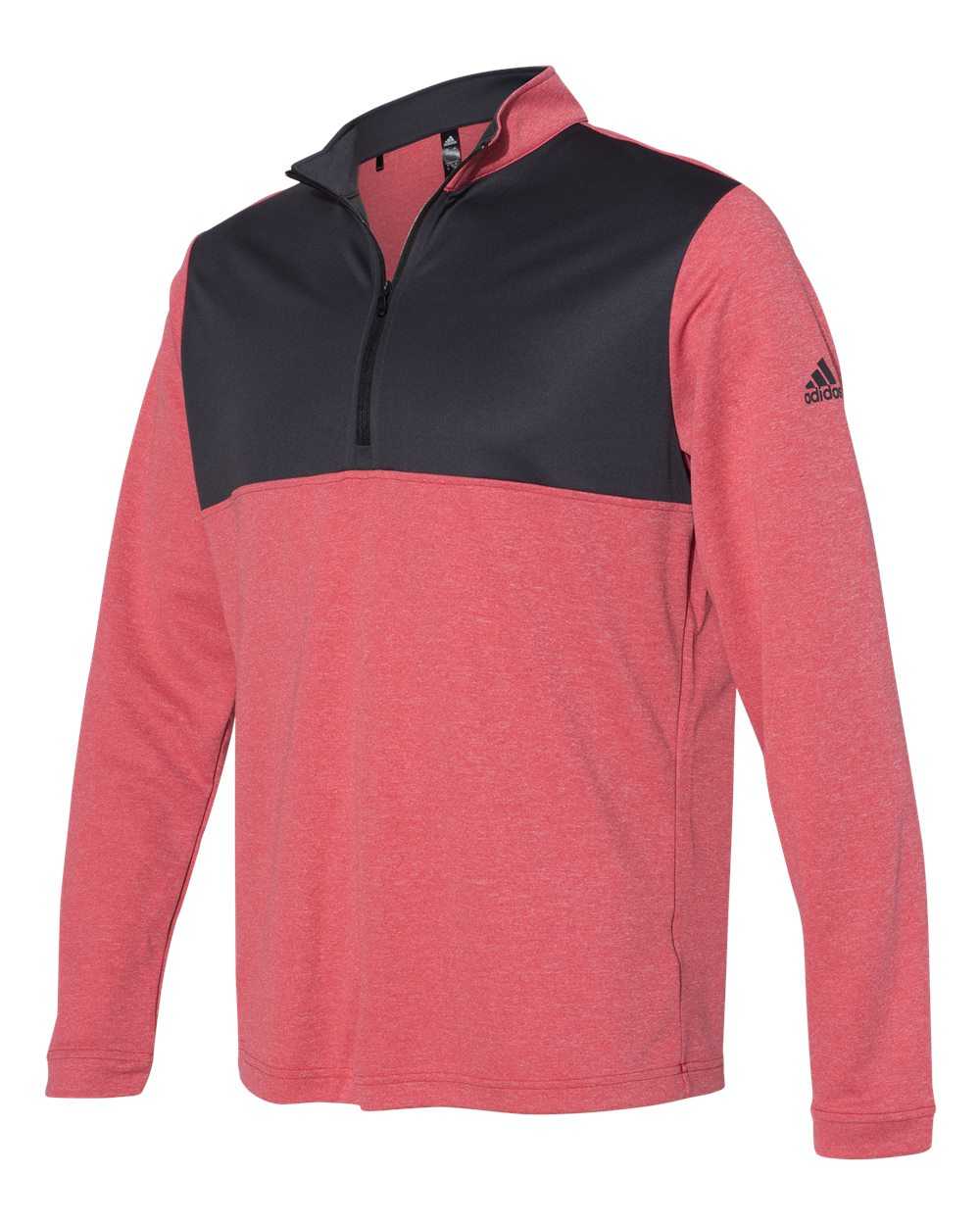 Adidas A280 Lightweight Quarter-Zip Pullover - Power Red Heather Carbon - HIT a Double