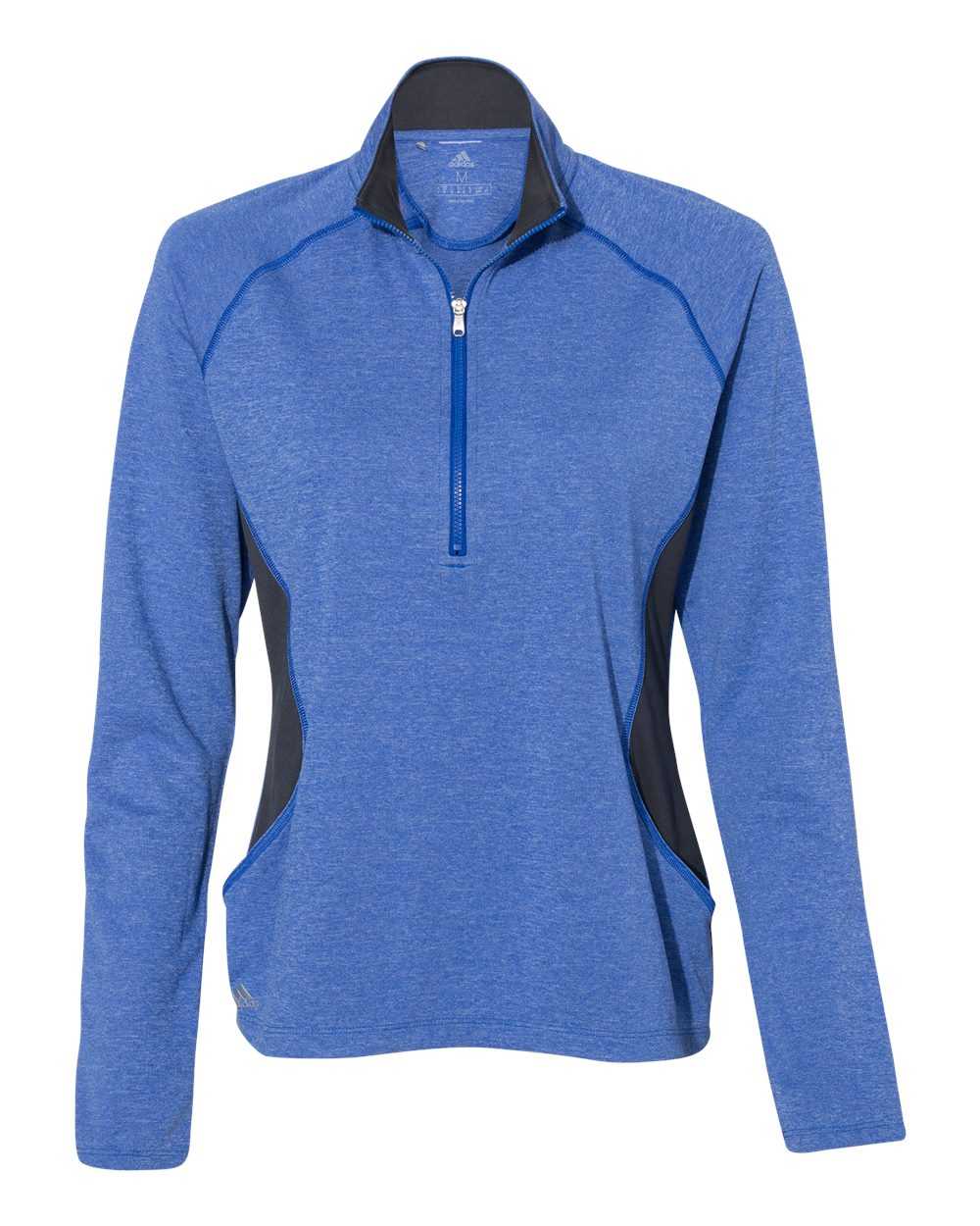 Adidas A281 Women&#39;s Lightweight Quarter-Zip Pullover - Collegiate Royal Heather Carbon - HIT a Double
