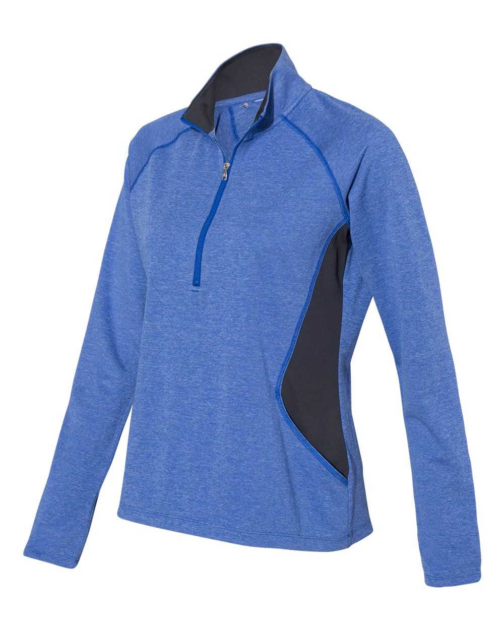 Adidas A281 Women&#39;s Lightweight Quarter-Zip Pullover - Collegiate Royal Heather Carbon - HIT a Double