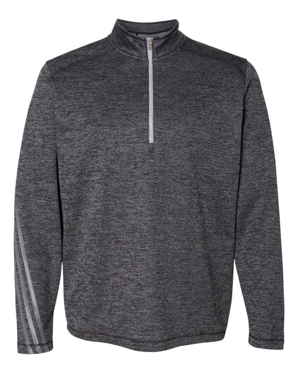 Adidas A284 Brushed Terry Heathered Quarter-Zip Pullover - Black Heather Mid Grey - HIT a Double