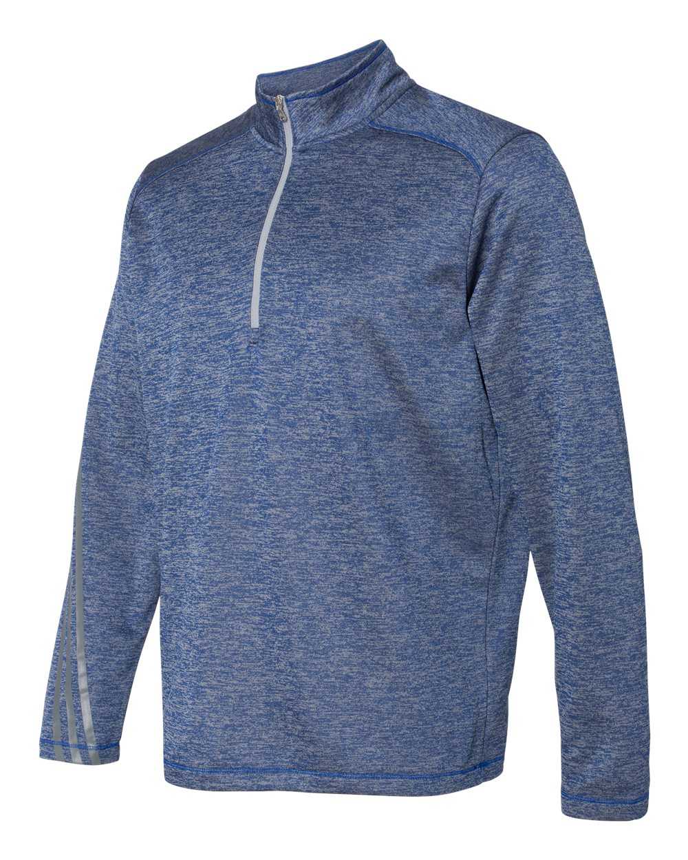 Adidas A284 Brushed Terry Heathered Quarter-Zip Pullover - Collegiate Royal Heather Mid Grey - HIT a Double