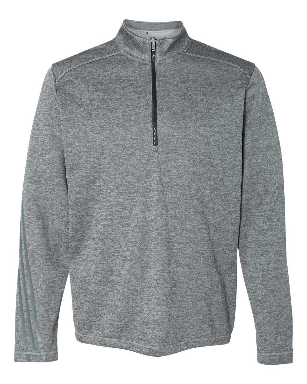 Adidas A284 Brushed Terry Heathered Quarter-Zip Pullover - Mid Grey Heather Black - HIT a Double