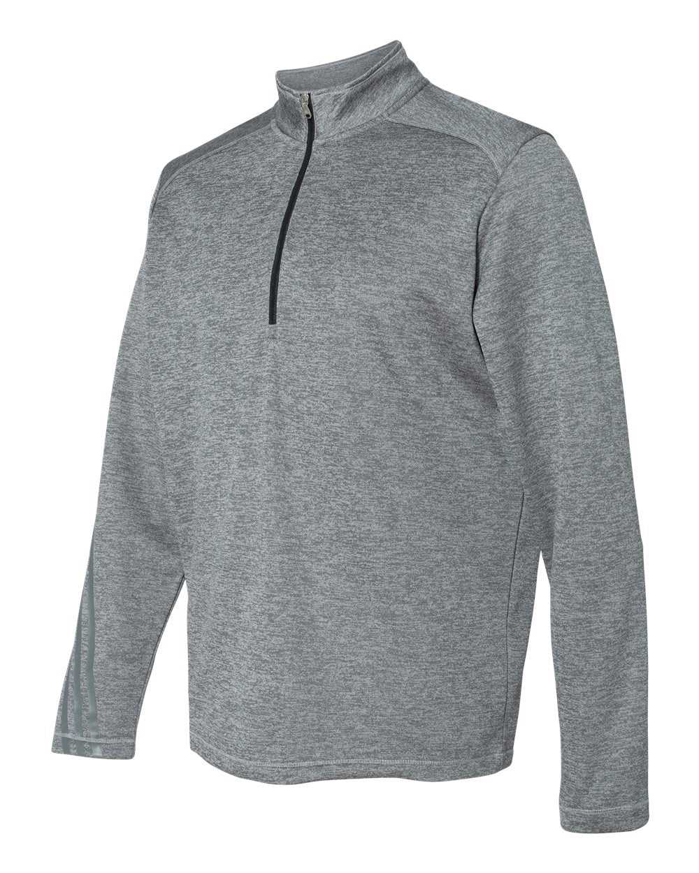 Adidas A284 Brushed Terry Heathered Quarter-Zip Pullover - Mid Grey Heather Black - HIT a Double