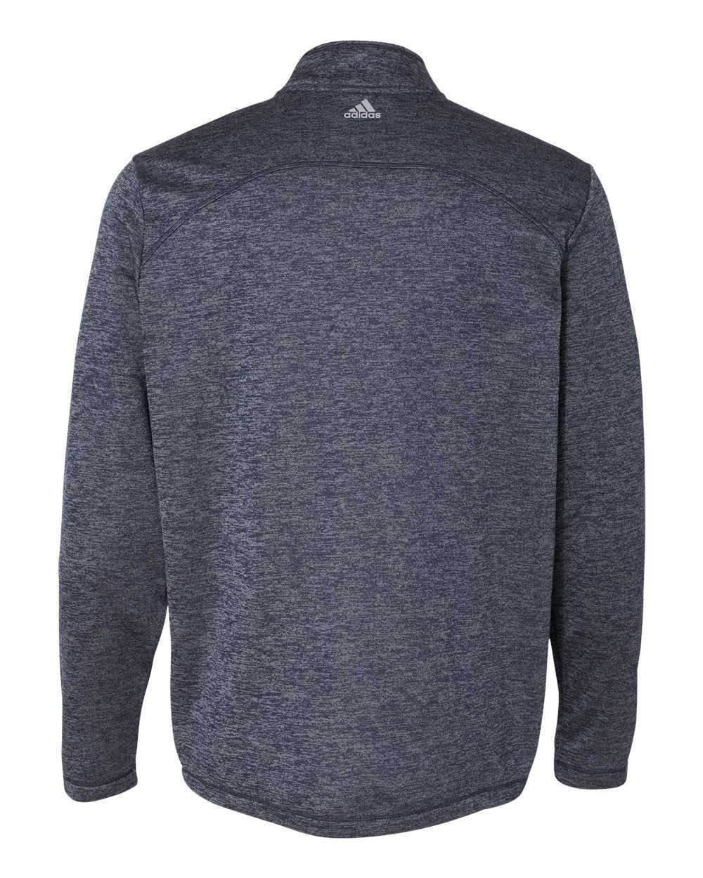 Adidas A284 Brushed Terry Heathered Quarter-Zip Pullover - Navy Heather Mid Grey - HIT a Double