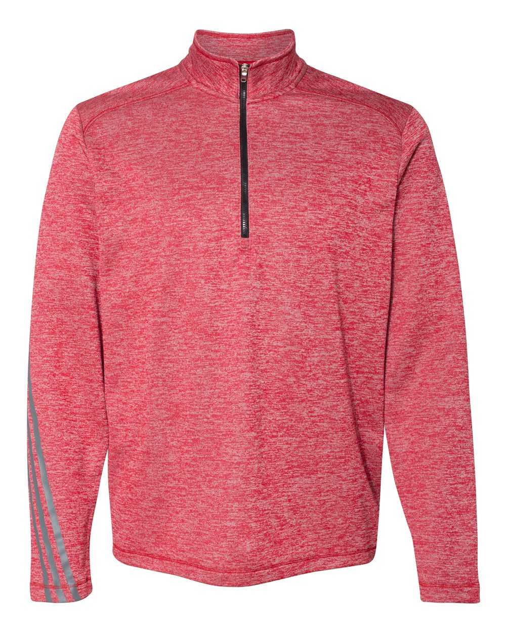 Adidas A284 Brushed Terry Heathered Quarter-Zip Pullover - Power Red Heather Black - HIT a Double