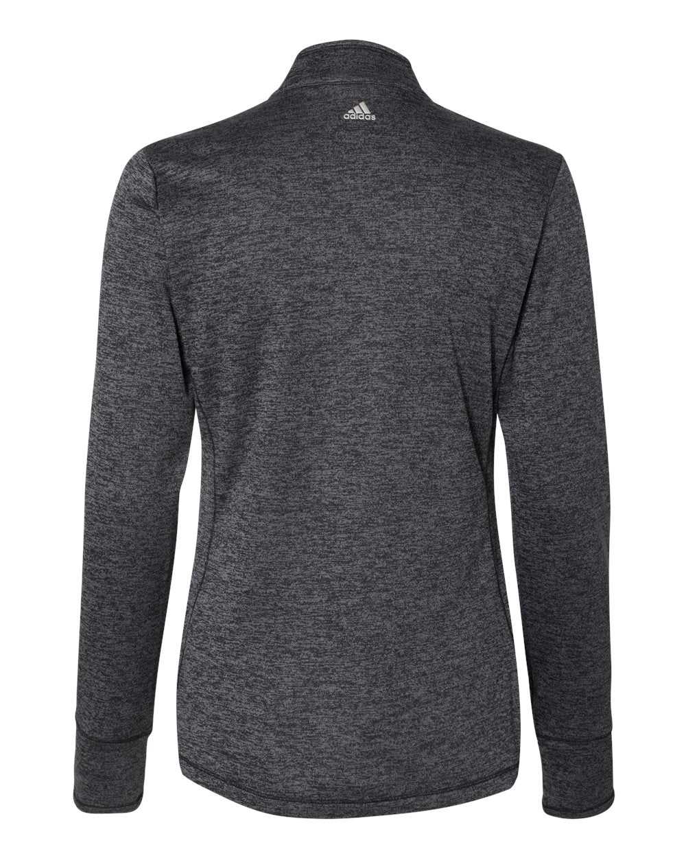 Adidas A285 Women&#39;s Brushed Terry Heathered Quarter-Zip Pullover - Black Heather Mid Grey - HIT a Double