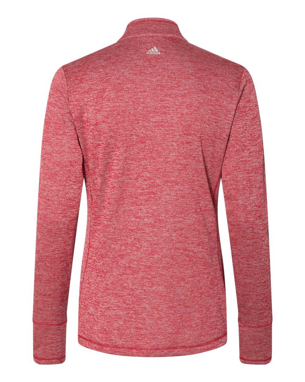 Adidas A285 Women&#39;s Brushed Terry Heathered Quarter-Zip Pullover - Power Red Heather Black - HIT a Double