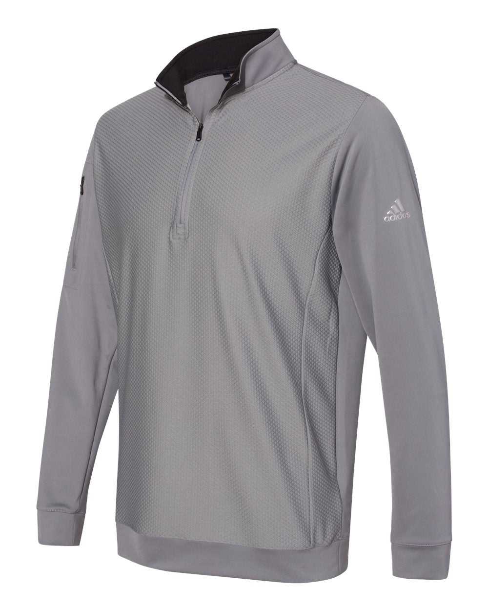 Adidas A295 Performance Textured Quarter-Zip Pullover - Grey Three - HIT a Double