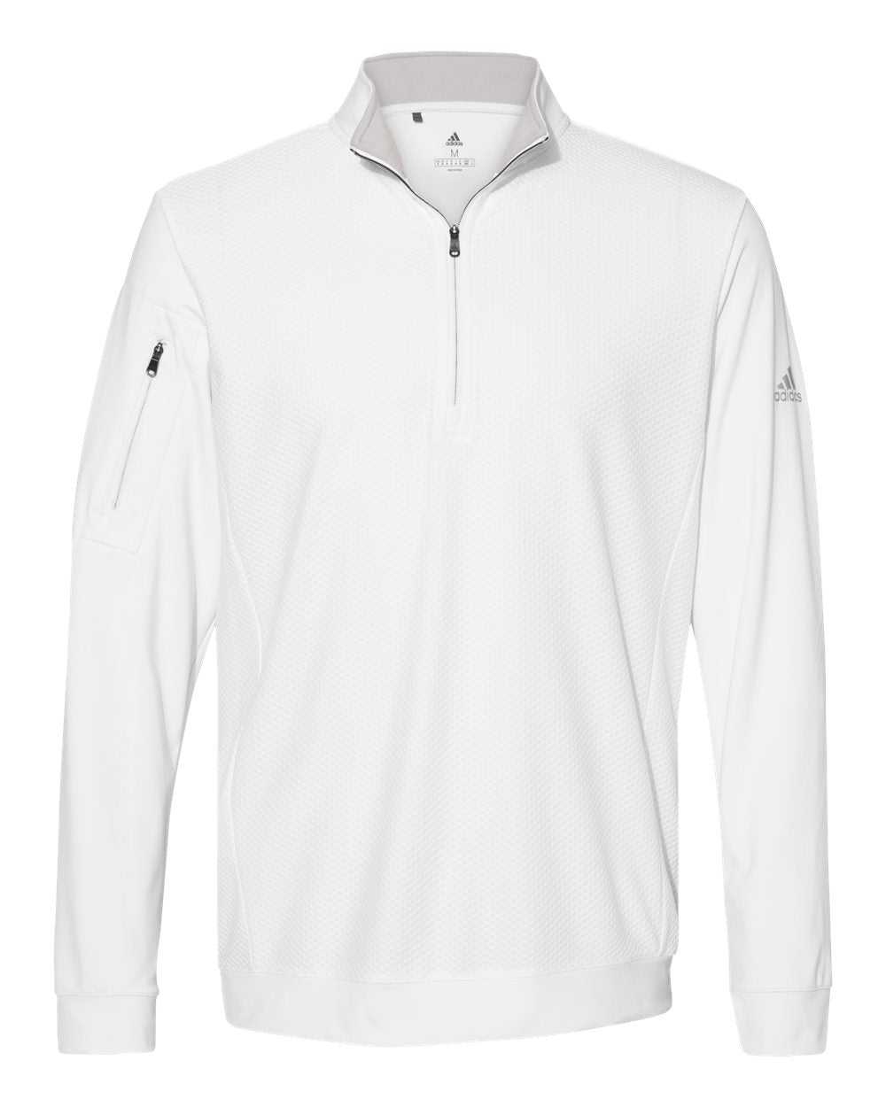 Adidas A295 Performance Textured Quarter-Zip Pullover - White - HIT a Double