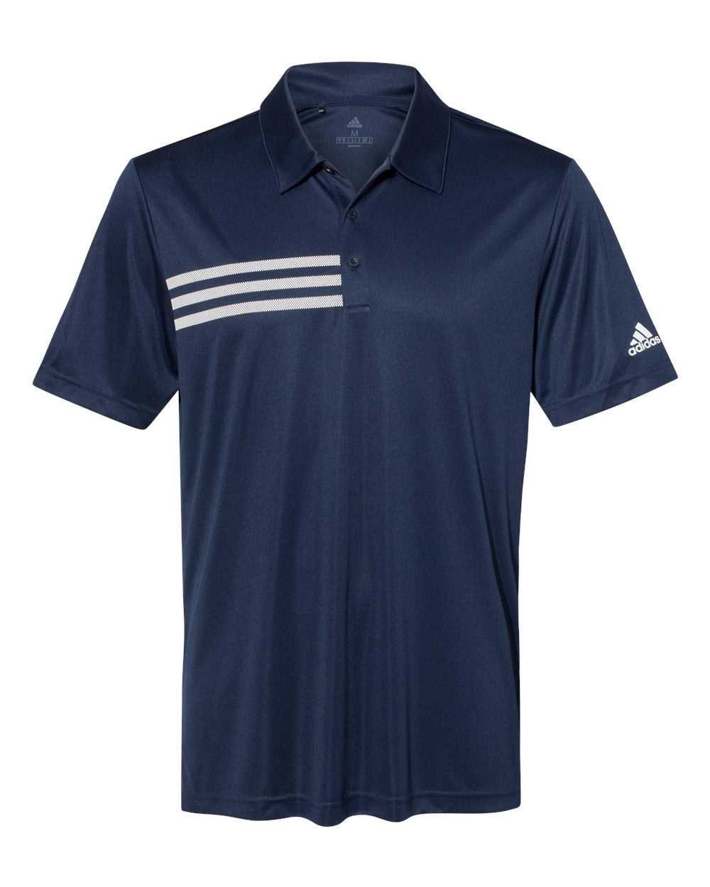 Adidas A324 3-Stripes Chest Sport Shirt - Collegiate Navy White - HIT a Double