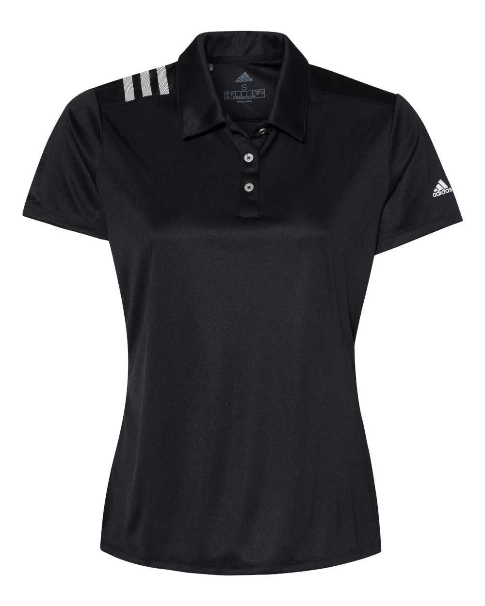 Adidas A325 Women&#39;s 3-Stripes Shoulder Sport Shirt - Black White - HIT a Double