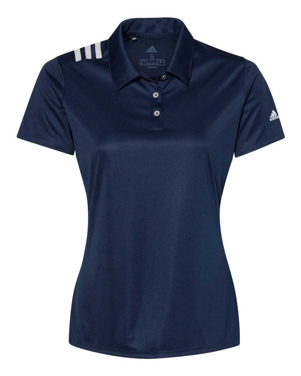 Adidas A325 Women&#39;s 3-Stripes Shoulder Sport Shirt - Collegiate Navy White - HIT a Double
