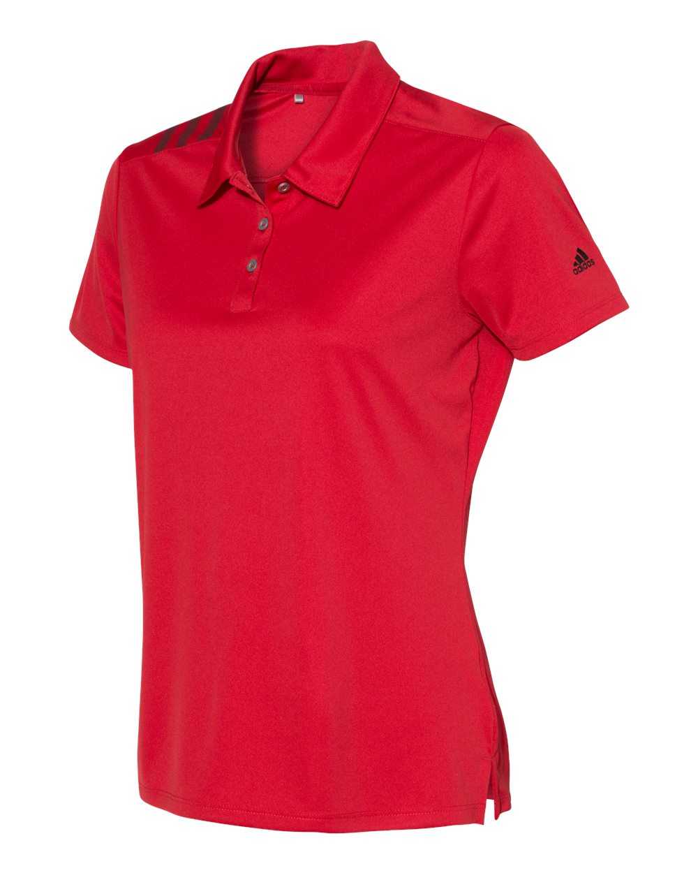 Adidas A325 Women&#39;s 3-Stripes Shoulder Sport Shirt - Collegiate Red Black - HIT a Double