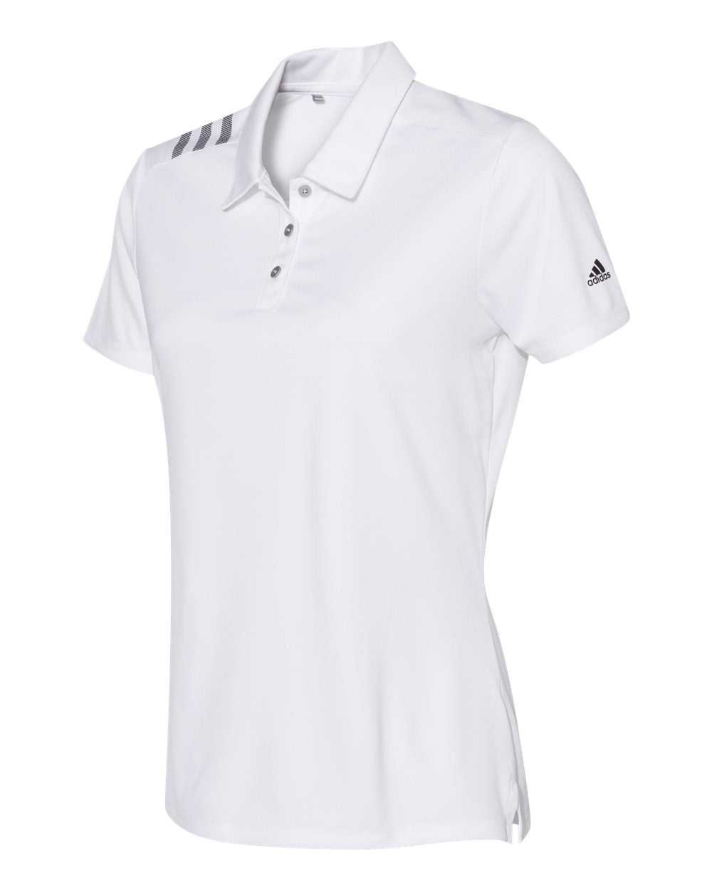 Adidas A325 Women&#39;s 3-Stripes Shoulder Sport Shirt - White Black - HIT a Double
