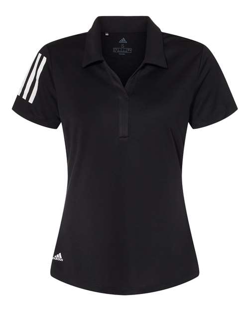 Adidas A481 Women&#39;s Floating 3-Stripes Polo - Black White - HIT a Double