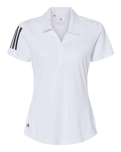 Adidas A481 Women&#39;s Floating 3-Stripes Polo - White Black - HIT a Double