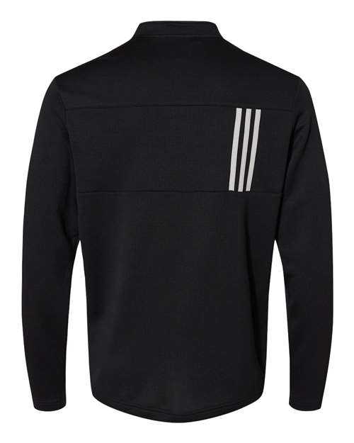 Adidas A482 3-Stripes Double Knit Quarter-Zip Pullover - Black Grey Two - HIT a Double