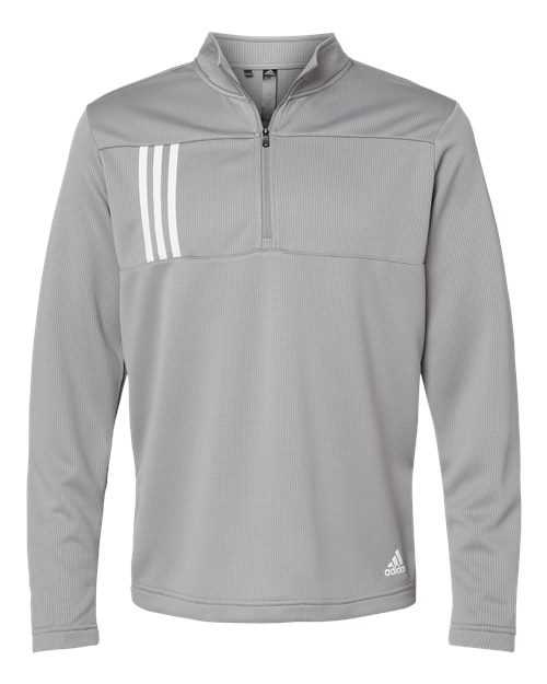 Adidas A482 3-Stripes Double Knit Quarter-Zip Pullover - Grey Three White - HIT a Double