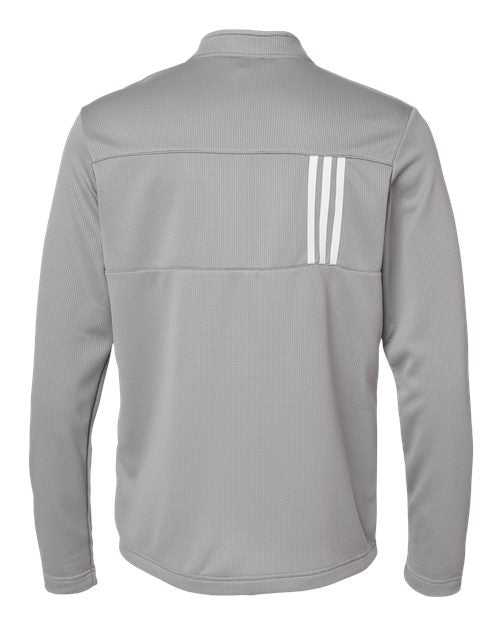 Adidas A482 3-Stripes Double Knit Quarter-Zip Pullover - Grey Three White - HIT a Double