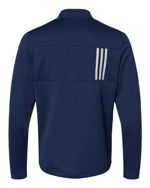 Adidas A482 3-Stripes Double Knit Quarter-Zip Pullover - Team Navy Blue Grey Two - HIT a Double