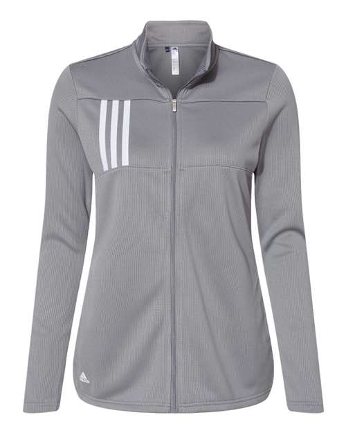 Adidas A483 Women&#39;s 3-Stripes Double Knit Full-Zip - Grey Three White - HIT a Double