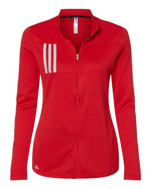 Adidas A483 Women&#39;s 3-Stripes Double Knit Full-Zip - Team Collegiate Red Grey Two - HIT a Double