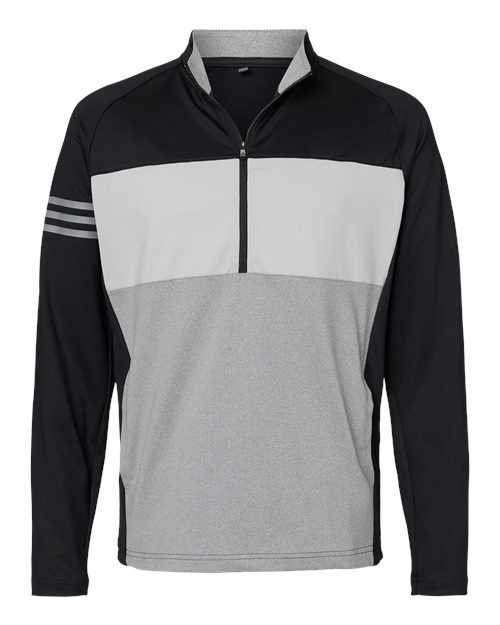 Adidas A492 3-Stripes Competition Quarter-Zip Pullover - Black Grey Three Grey Three Heather - HIT a Double