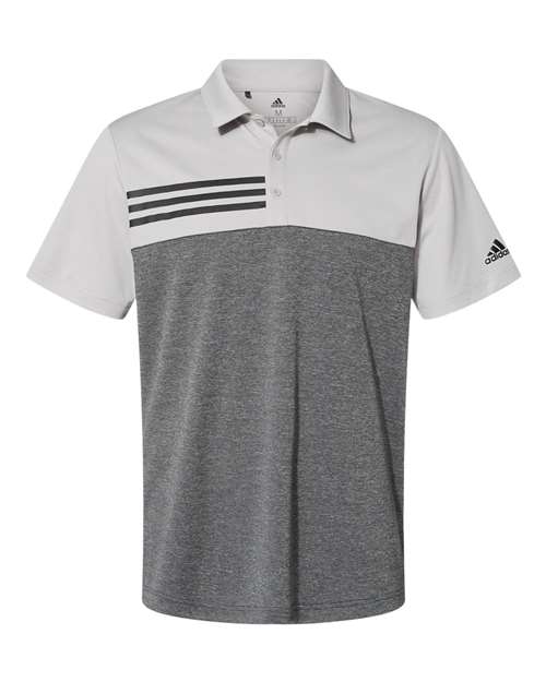 Adidas A508 Heathered Colorblock 3-Stripes Polo - Grey Two Heather Black Heather - HIT a Double