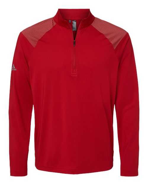 Adidas A520 Shoulder Stripe Quarter-Zip Pullover - Team Power Red - HIT a Double