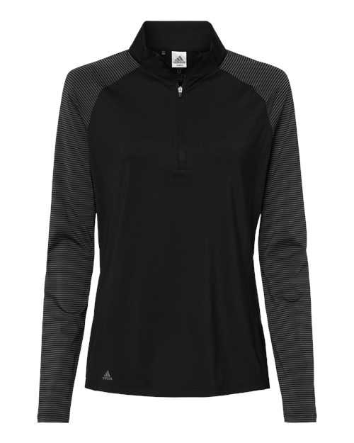 Adidas A521 Women's Stripe Block Quarter-Zip Pullover - Black - HIT a Double