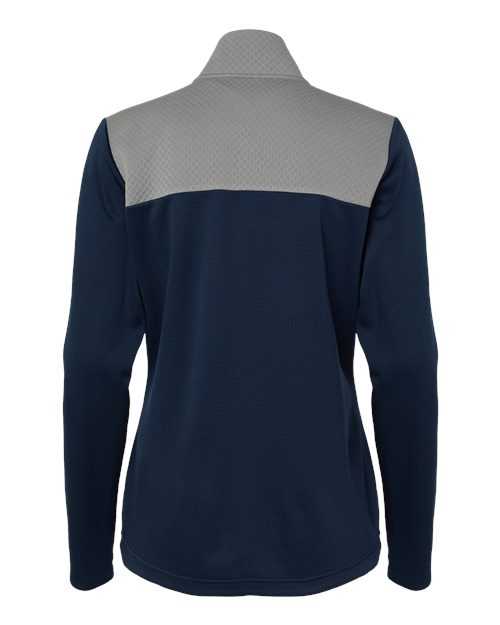 Adidas A529 Women&#39;s Textured Mixed Media Full-Zip Jacket - Collegiate Navy Grey Three - HIT a Double