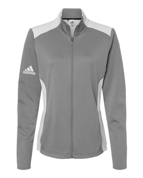 Adidas A529 Women's Textured Mixed Media Full-Zip Jacket - Grey Three White - HIT a Double