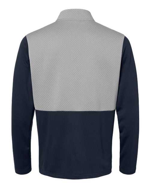 Adidas A532 Textured Mixed Media Quarter-Zip Pullover - Collegiate Navy Grey Three - HIT a Double