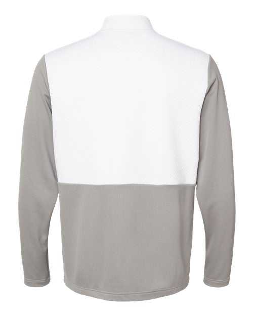 Adidas A532 Textured Mixed Media Quarter-Zip Pullover - Grey Three White - HIT a Double