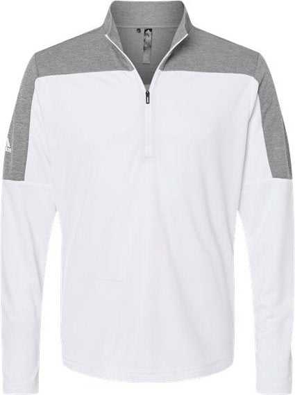 Adidas A552 Lightweight Quarter-Zip Pullover - White Gray Three Melange" - "HIT a Double