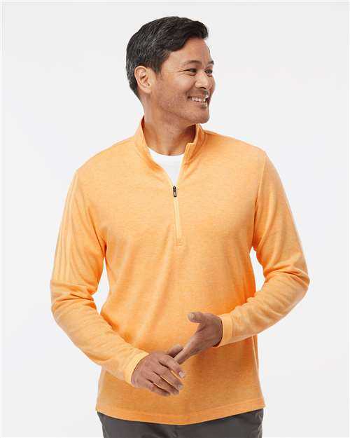 Adidas A554 3-Stripes Quarter-Zip Sweater - Acid Orange Melange" - "HIT a Double