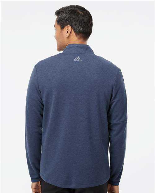 Adidas A554 3-Stripes Quarter-Zip Sweater - Collegiate Navy Melange&quot; - &quot;HIT a Double