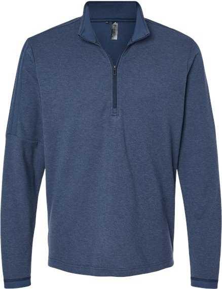 Adidas A554 3-Stripes Quarter-Zip Sweater - Collegiate Navy Melange" - "HIT a Double