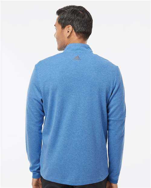 Adidas A554 3-Stripes Quarter-Zip Sweater - Focus Blue Melange - HIT a Double