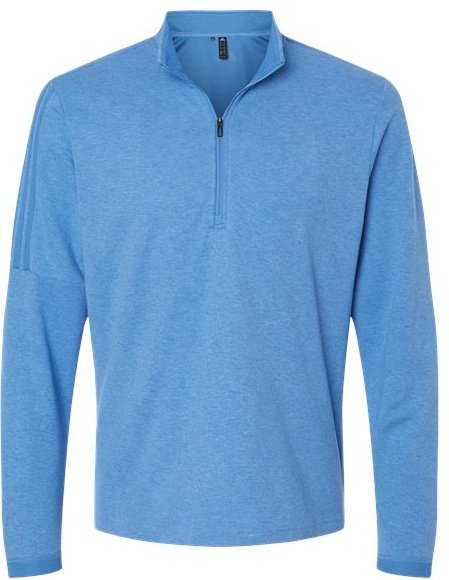 Adidas A554 3-Stripes Quarter-Zip Sweater - Focus Blue Melange - HIT a Double