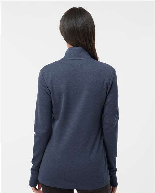 Adidas A555 Women&#39;s 3-Stripes Quarter-Zip Sweater - Collegiate Navy Melange&quot; - &quot;HIT a Double