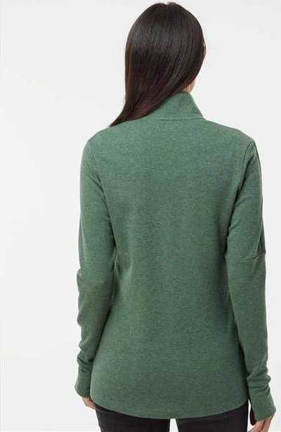 Adidas A555 Women&#39;s 3-Stripes Quarter-Zip Sweater - Green Oxide Melange&quot; - &quot;HIT a Double