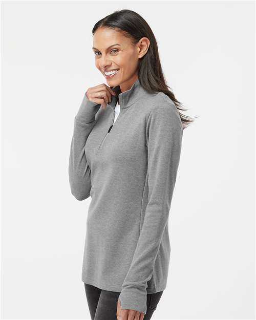 Adidas A555 Women&#39;s 3-Stripes Quarter-Zip Sweater - Gray Three Melange&quot; - &quot;HIT a Double