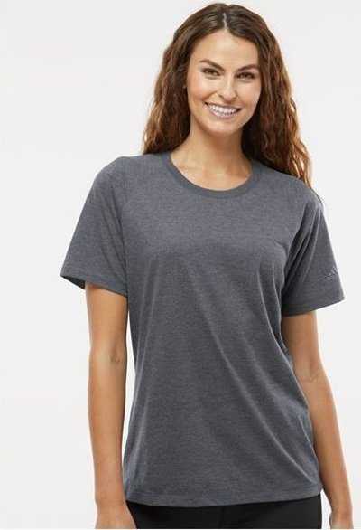 Adidas A557 Women&#39;s Blended T-Shirt - Dark Gray Heather&quot; - &quot;HIT a Double