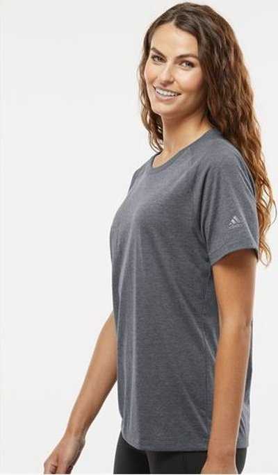 Adidas A557 Women&#39;s Blended T-Shirt - Dark Gray Heather&quot; - &quot;HIT a Double